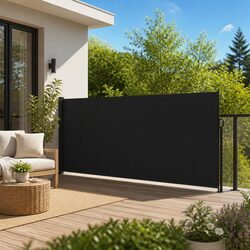 Reliable Black Retractable Awning for Outdoor Spaces