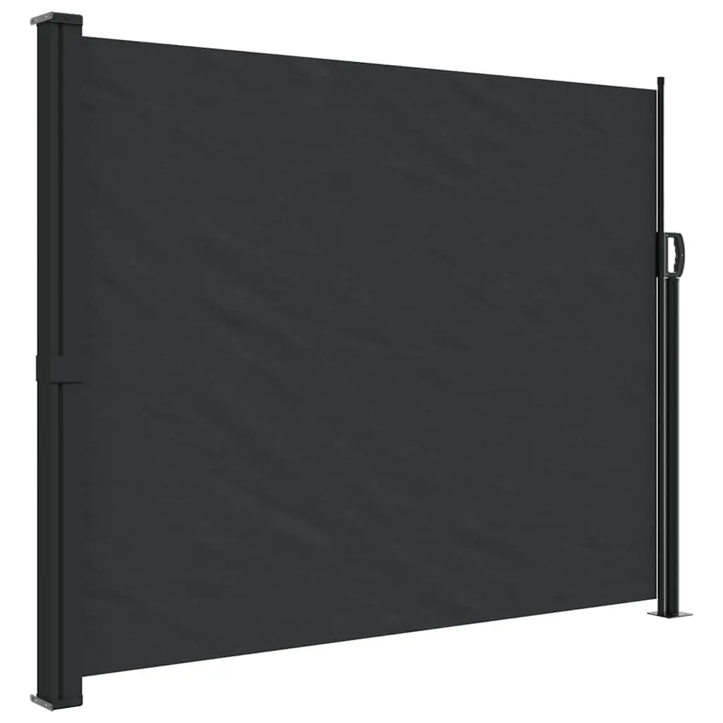 Retractable Side Awning Privacy Screen 160x300 cm Black Outdoor Garden Patio