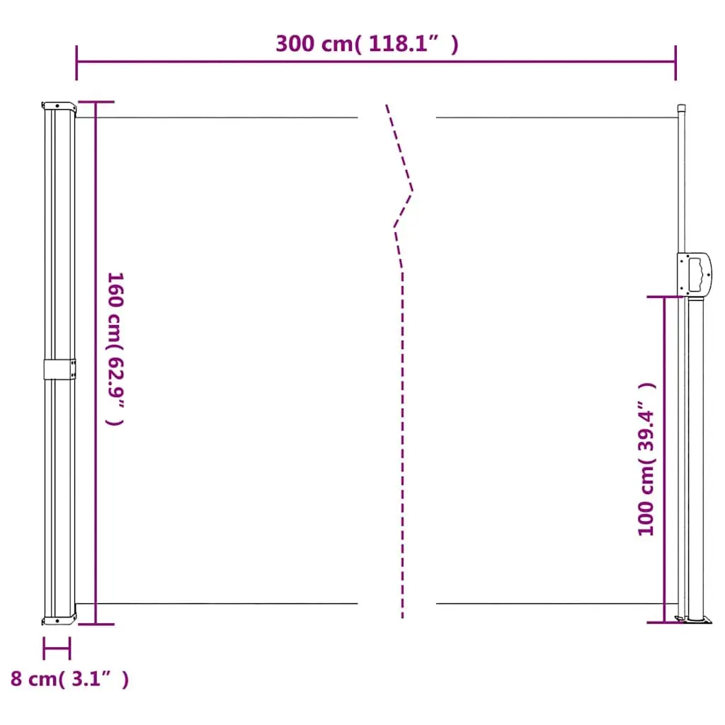 Retractable Side Awning Privacy Screen 160x300cm Anthracite Garden Patio Balcony