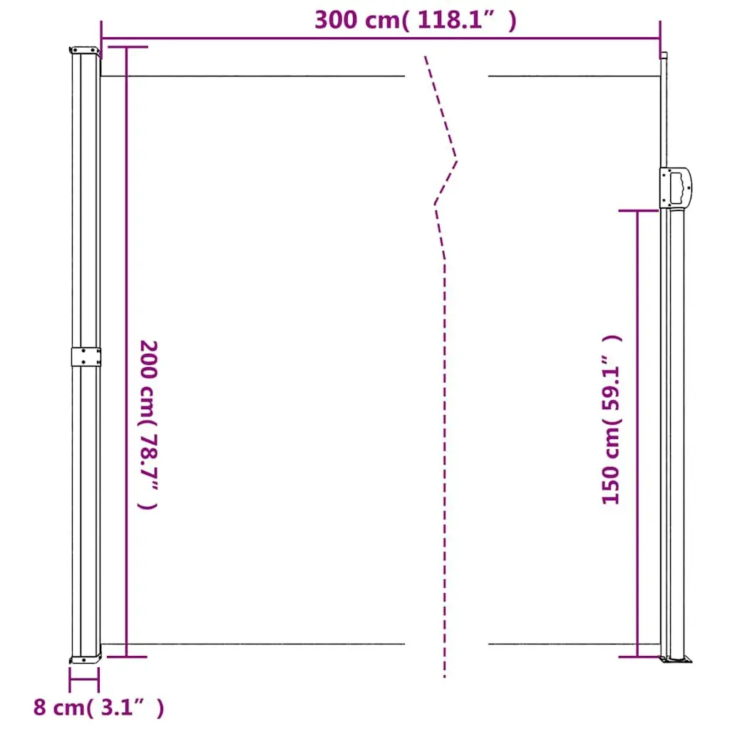 Retractable Side Awning Privacy Screen 200x300cm Cream Garden Patio Balcony