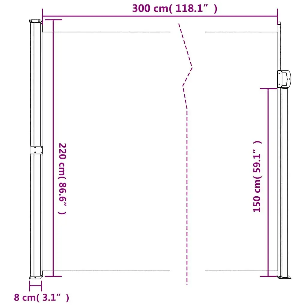 Retractable Side Awning Privacy Screen 220x300 cm Black Garden Patio Balcony