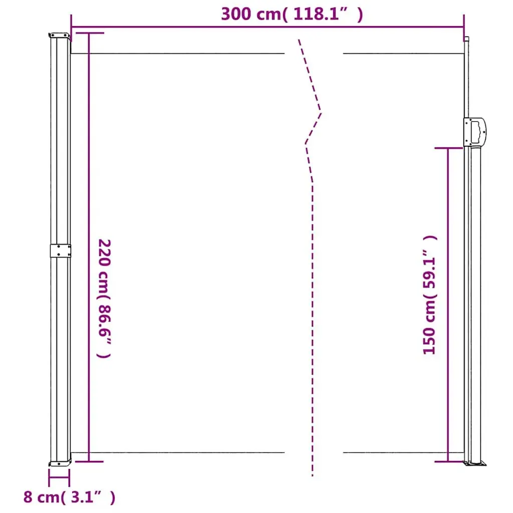 Retractable Side Awning Garden Privacy Screen 220x300cm Taupe