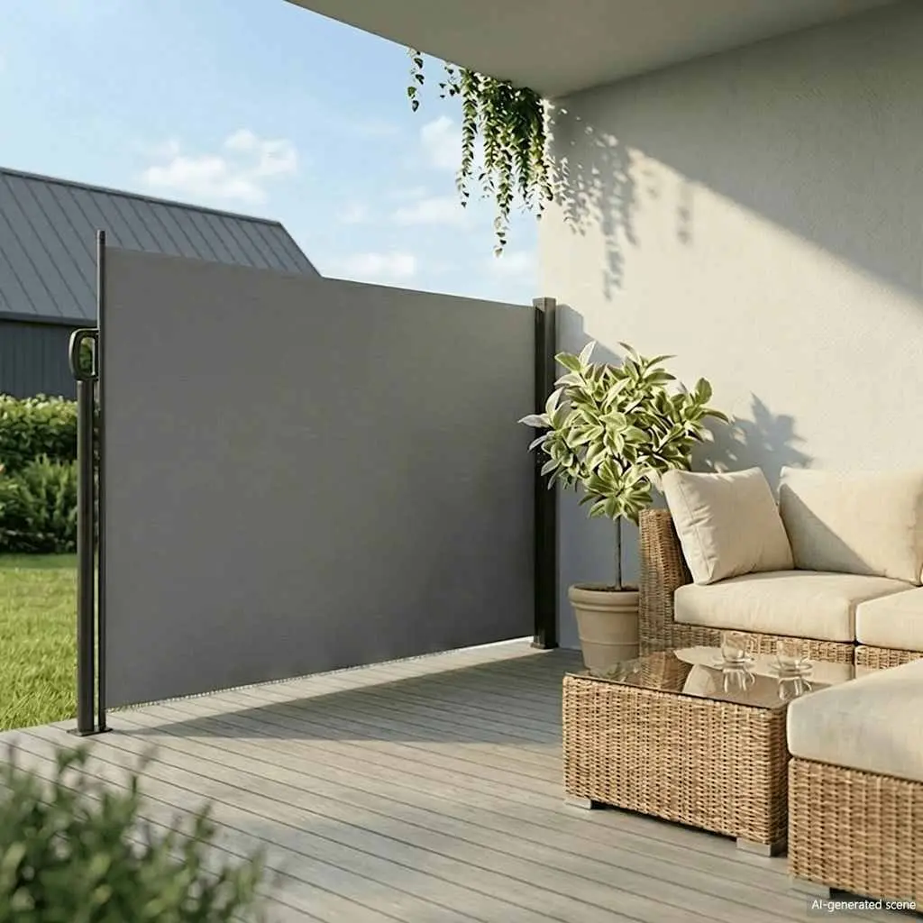Retractable Side Awning Privacy Screen 220x300cm Anthracite Garden Patio Shade