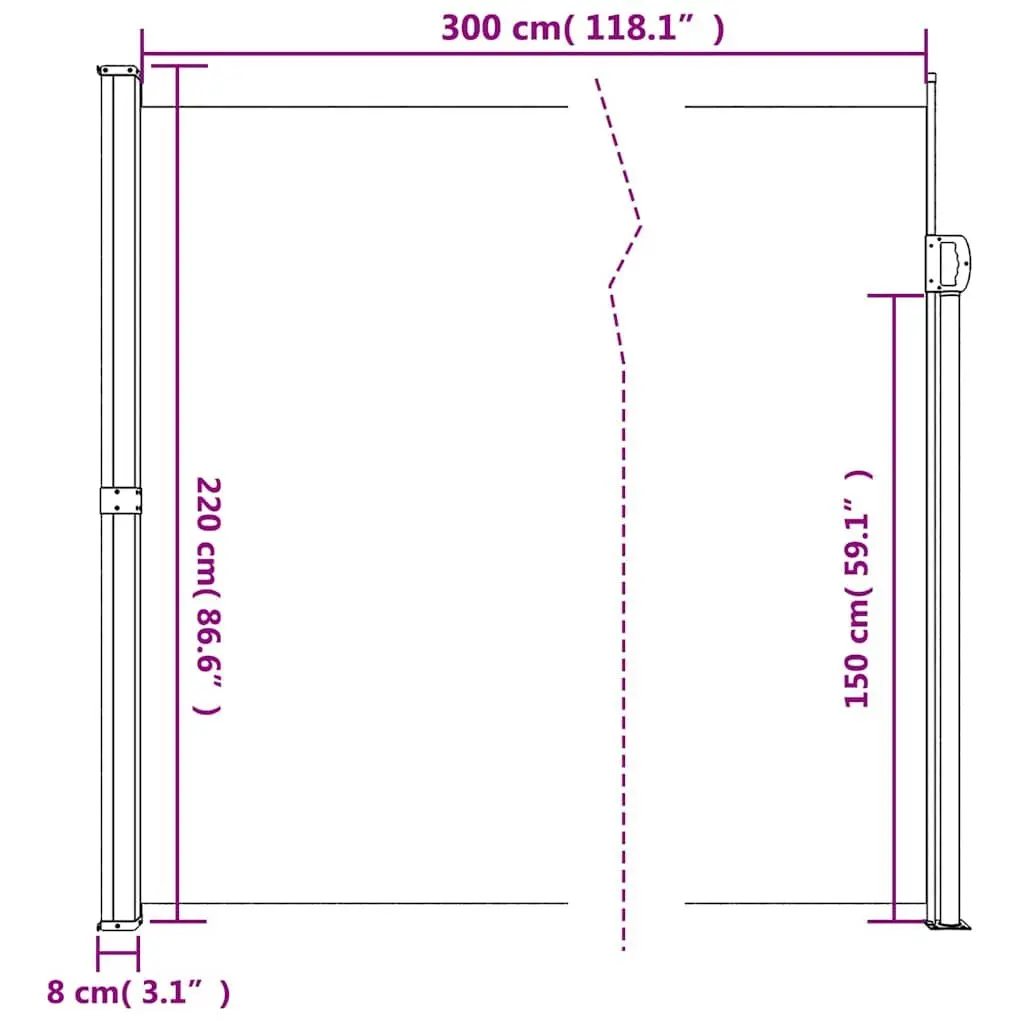 Retractable Side Awning Privacy Screen 220x300cm Anthracite Garden Patio Shade