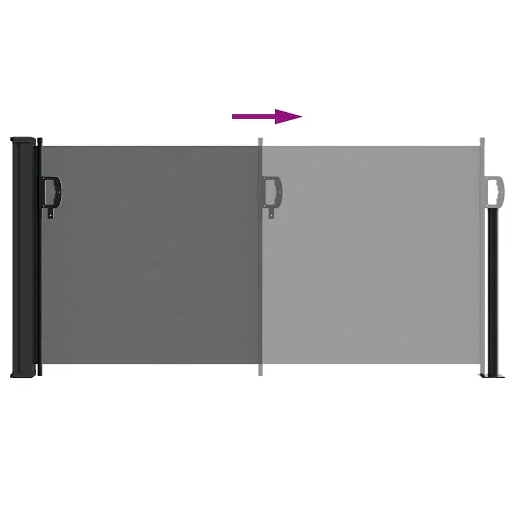 Retractable Side Awning Privacy Screen 100x500cm Black Outdoor Shade