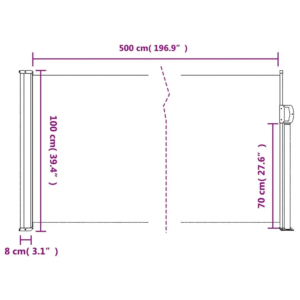 Retractable Side Awning Cream 100x500 cm Outdoor Privacy Screen