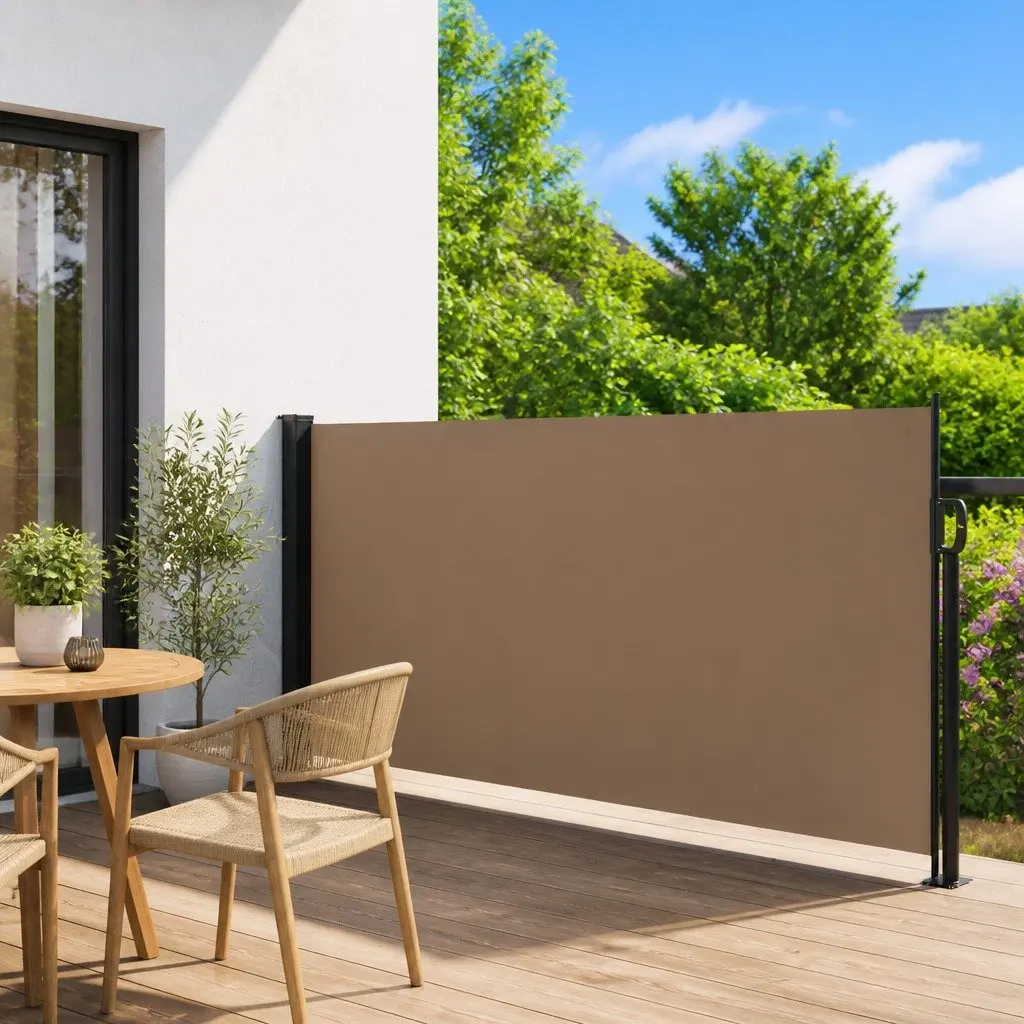Retractable Awning Outdoor Privacy Screen 100x500cm Taupe Garden Patio Balcony