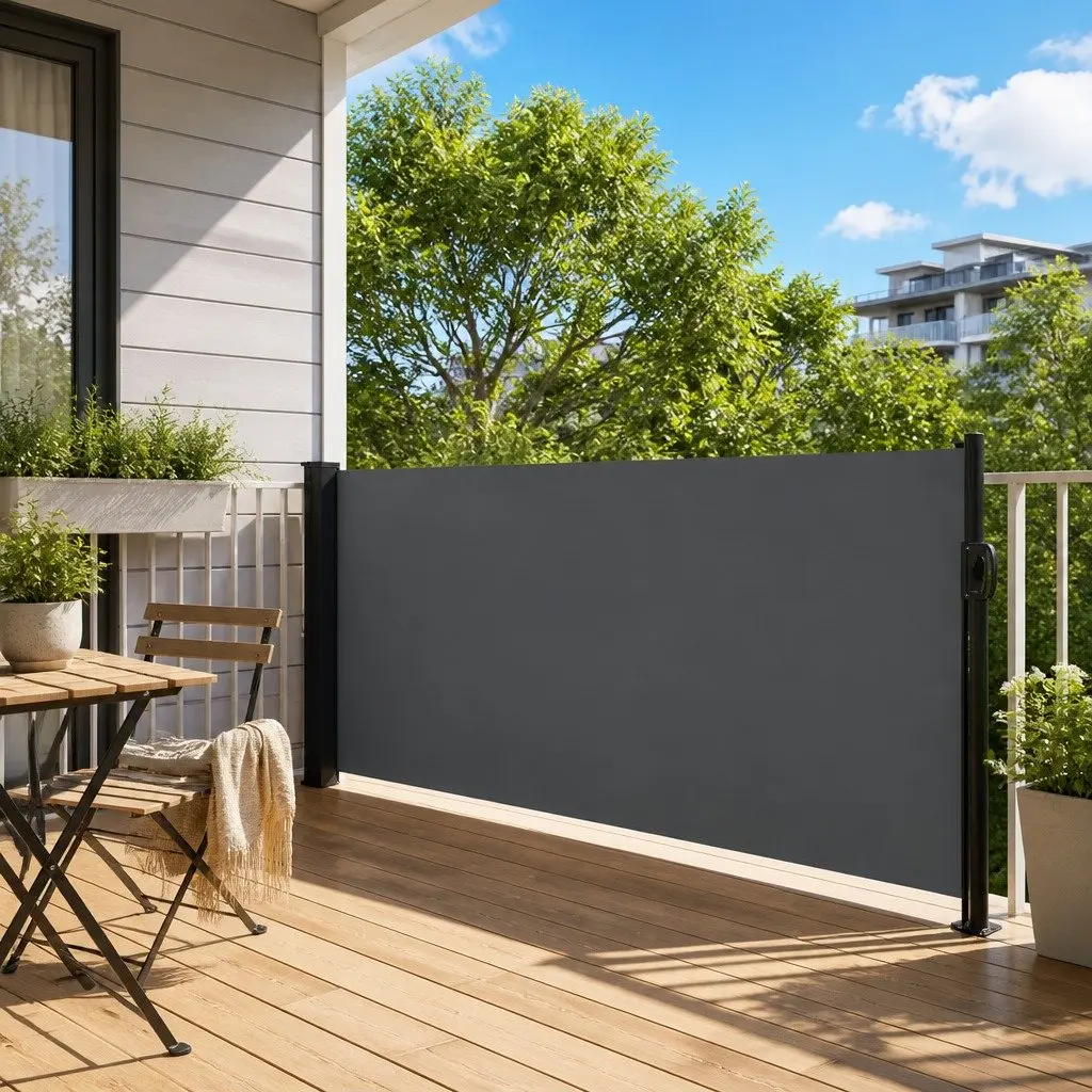Retractable Side Awning Privacy Screen Outdoor Garden Balcony Terrace 100 x 500 cm Anthracite