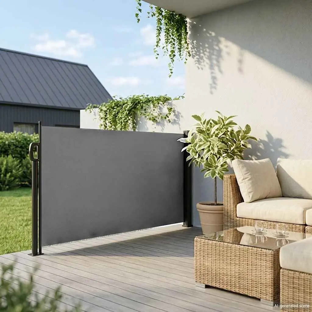 Retractable Side Awning Privacy Screen Outdoor Garden Balcony Terrace 100 x 500 cm Anthracite