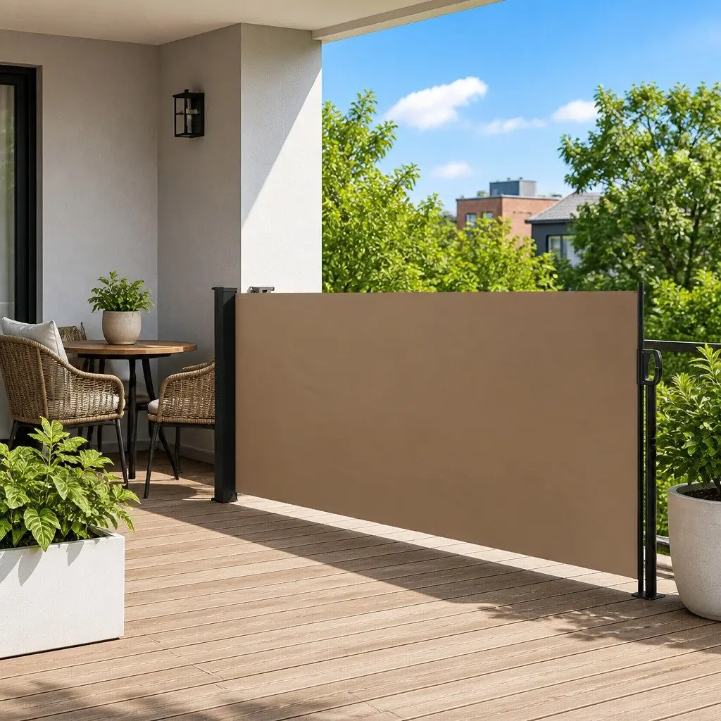 Retractable Side Awning Screen Privacy 120x500 cm Taupe