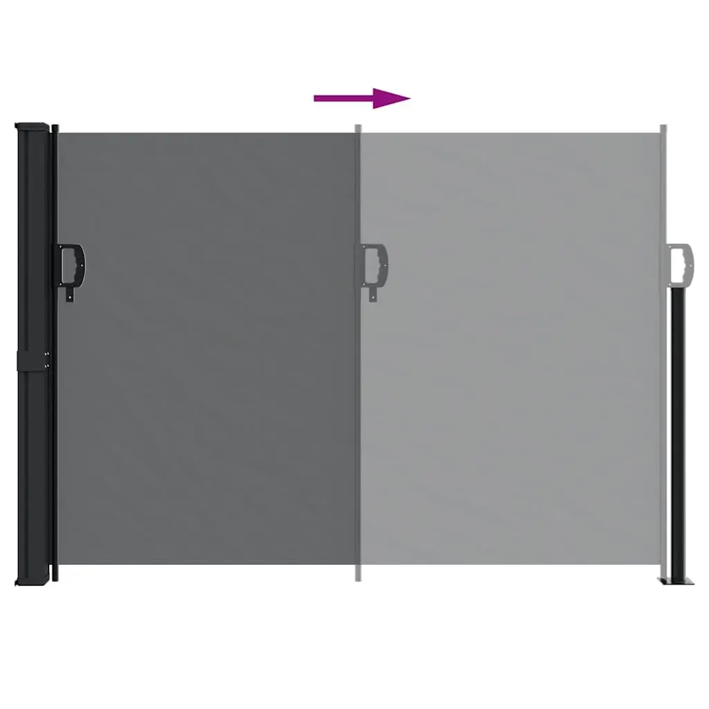 Retractable Awning Privacy Screen 140cm x 500cm Black Outdoor Garden Shade