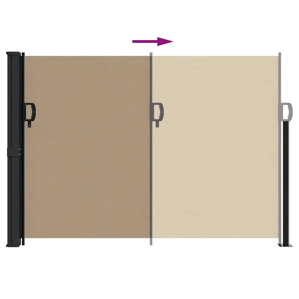 Retractable Side Awning Privacy Screen 140x500cm Taupe for Balcony Terrace Patio