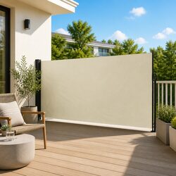 Reliable Cream Retractable Side Awning for Outdoor Comfort