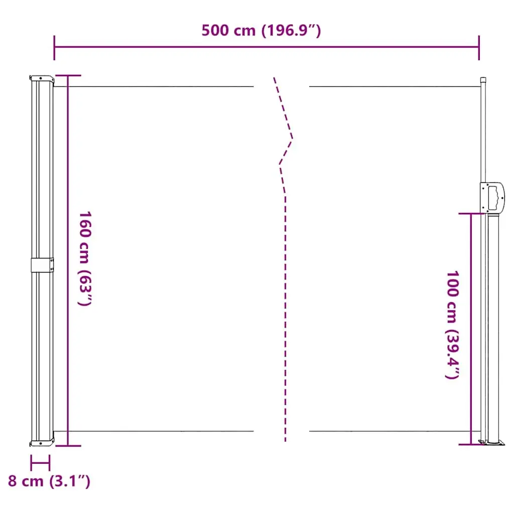 Retractable Side Awning Privacy Screen 160x500cm Anthracite Garden Patio Balcony