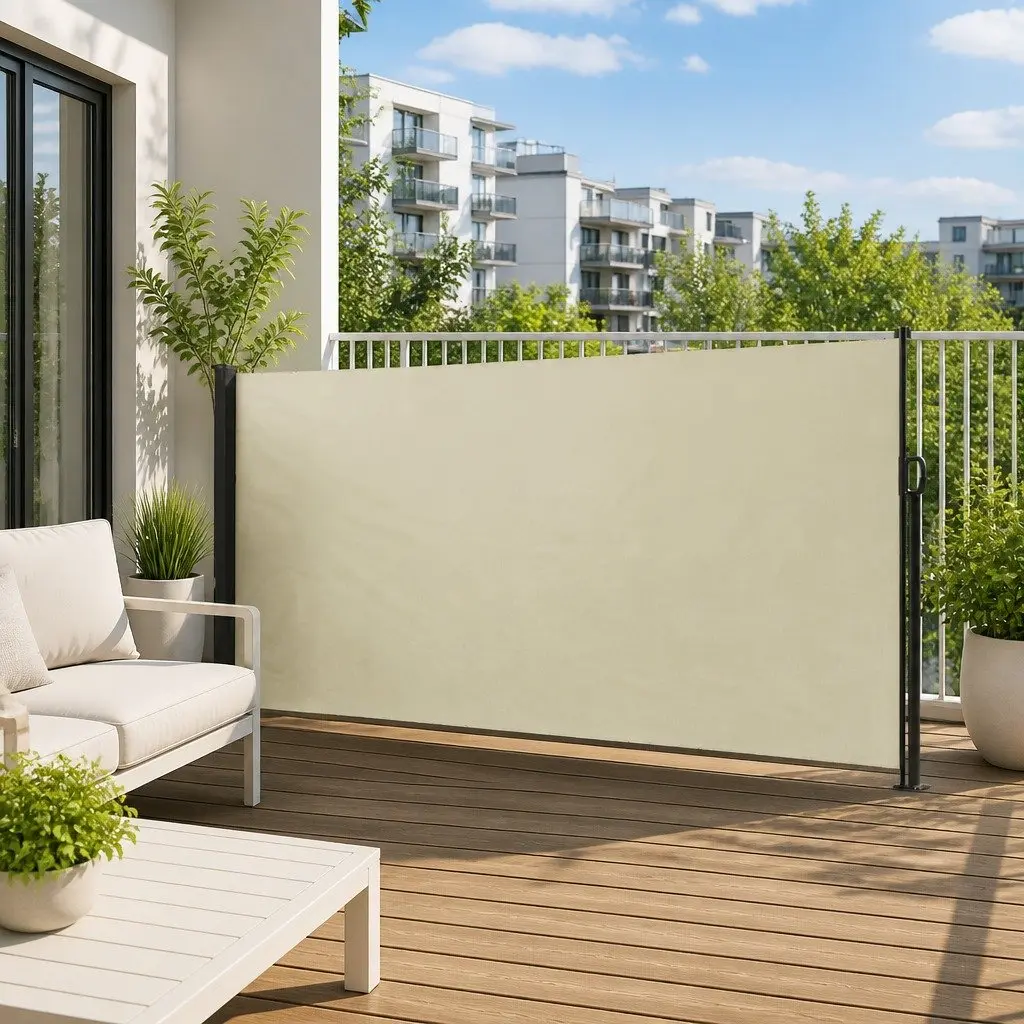 Retractable Side Awning Privacy Screen 180x500cm Cream Outdoor Garden Patio