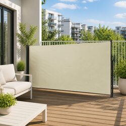 Practical Cream Retractable Side Awning for Your Patio