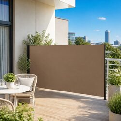 Taupe Retractable Side Awning for Privacy and Shade