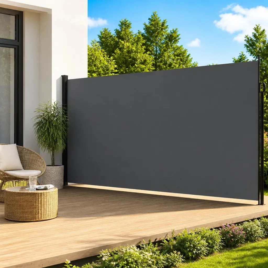 Retractable Side Awning Outdoor Privacy Screen 200x500cm Anthracite