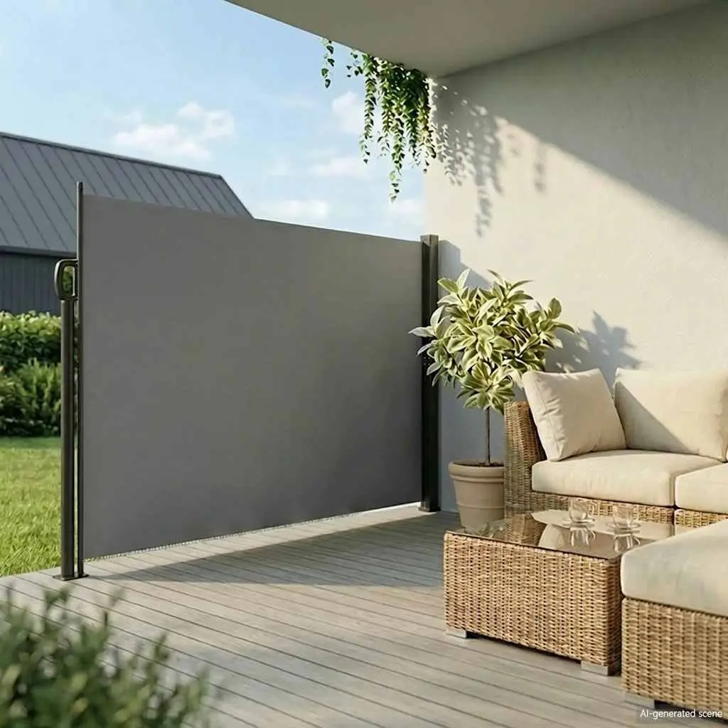 Retractable Side Awning Outdoor Privacy Screen 200x500cm Anthracite