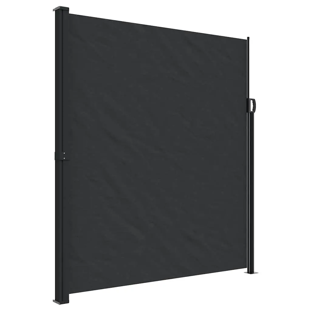 Retractable Side Awning Screen Black 220x500cm Outdoor Patio Balcony Terrace