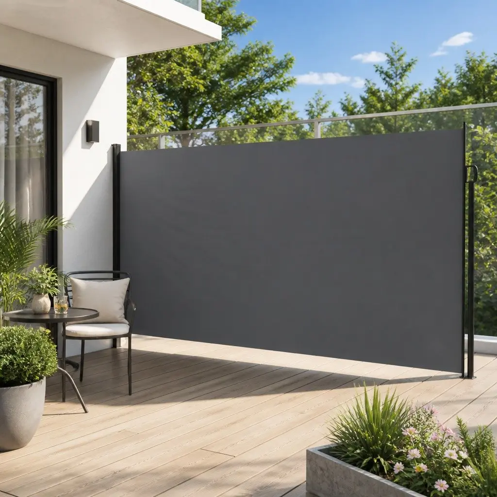 Retractable Side Awning Outdoor Privacy Screen 220 x 500 cm Anthracite