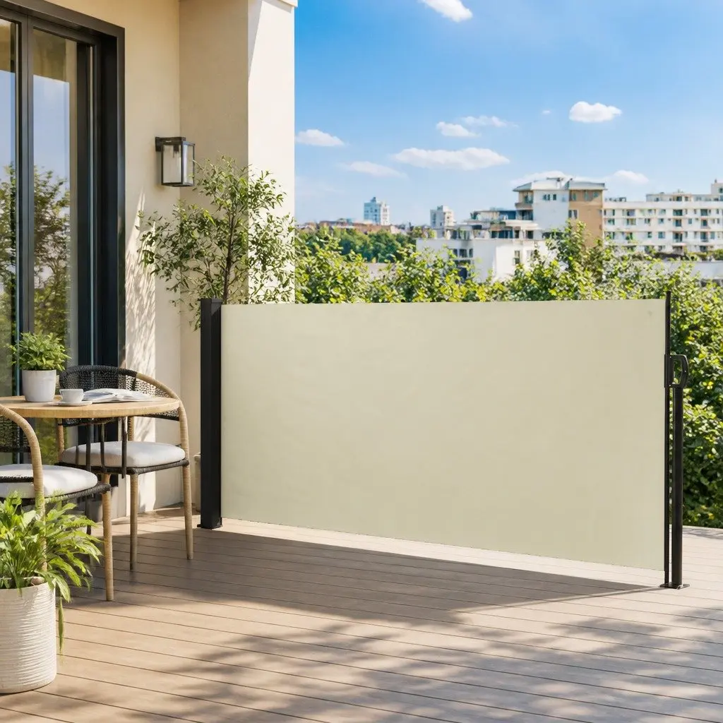 Retractable Side Awning Privacy 120x600 cm Cream Patio Balcony Terrace Garden