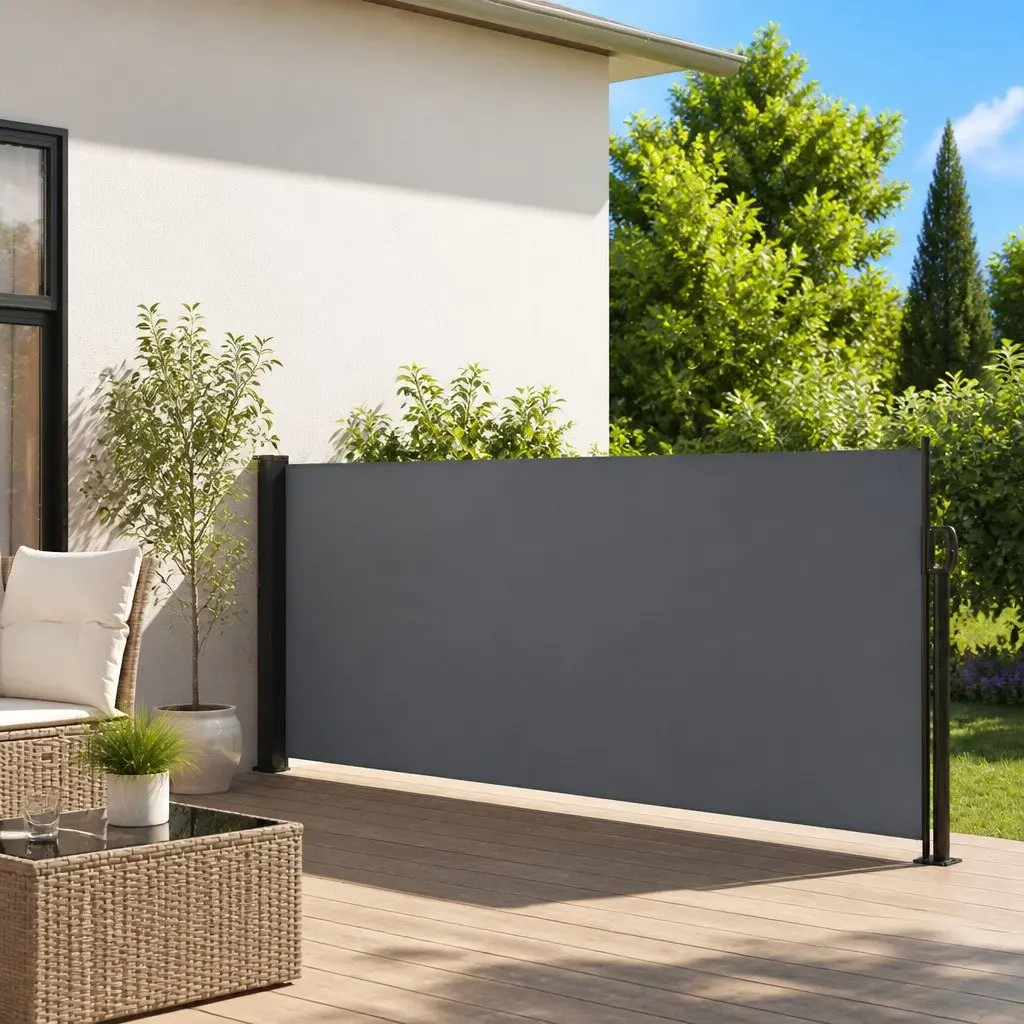 Retractable Side Awning Garden Privacy Screen 120x600cm Anthracite