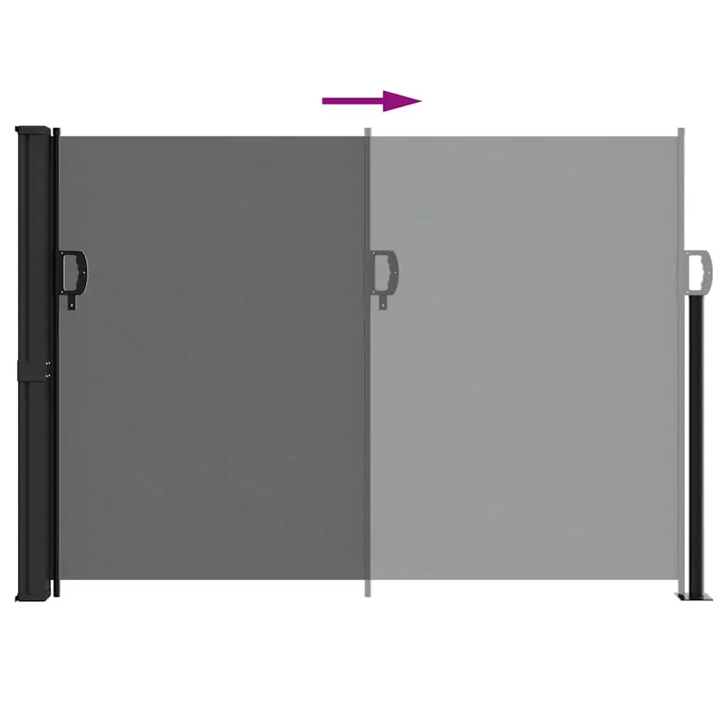 Retractable Side Awning Privacy Screen 140x600 cm Black Outdoor Patio Balcony