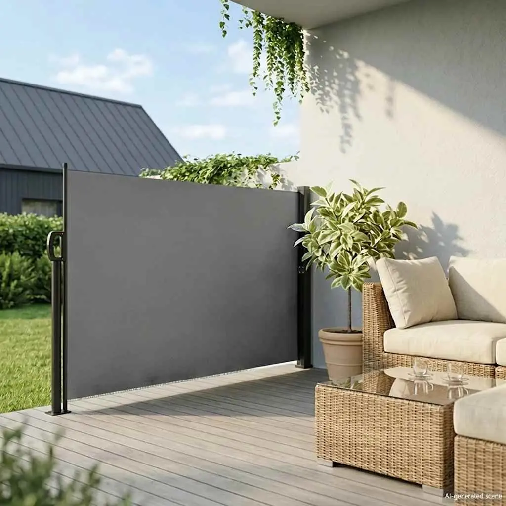 Retractable Side Awning Privacy Screen 160x600cm Anthracite Garden Patio Balcony
