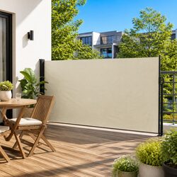 Reliable Cream Retractable Side Awning for Outdoor Use
