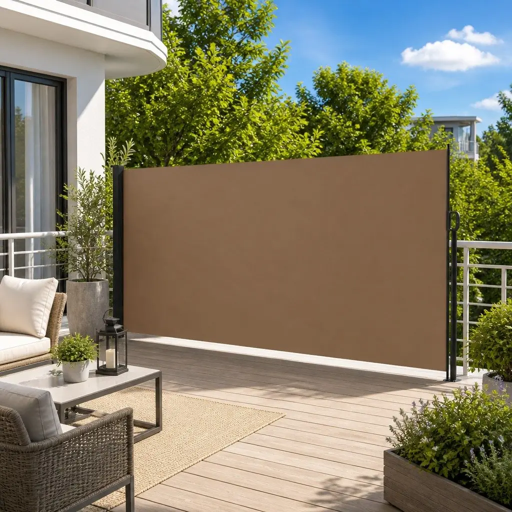 Retractable Side Awning Outdoor Privacy Screen 180 x 600 cm Taupe