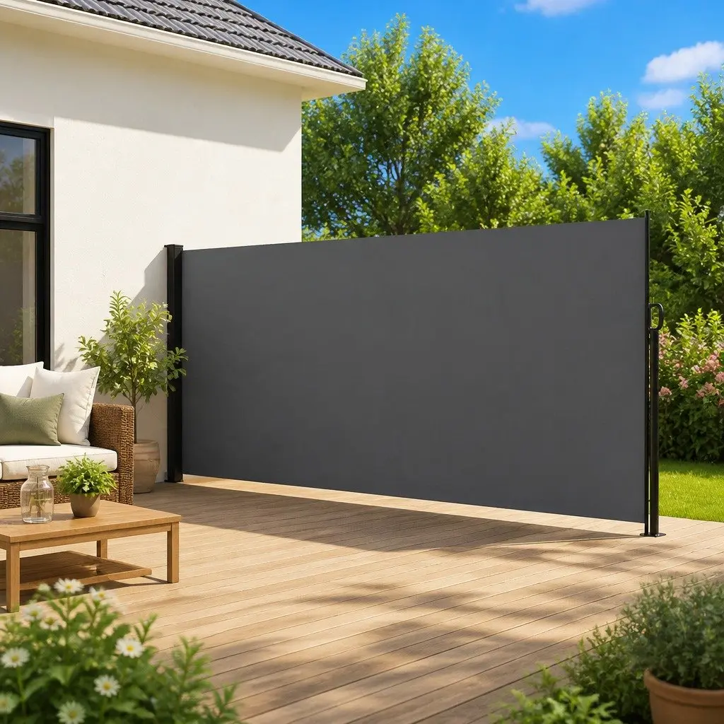 Side Awning Privacy Screen Garden Anthracite 180x600cm Retractable Shade for Patio Balcony
