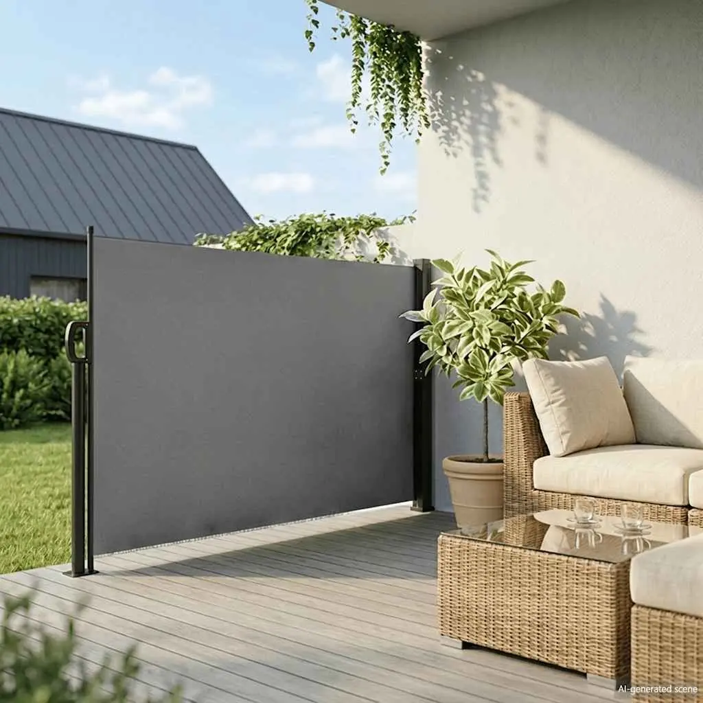 Side Awning Privacy Screen Garden Anthracite 180x600cm Retractable Shade for Patio Balcony