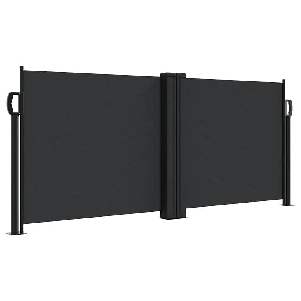 Retractable Side Awning Privacy Screen 100x1000cm Black Garden Patio Balcony