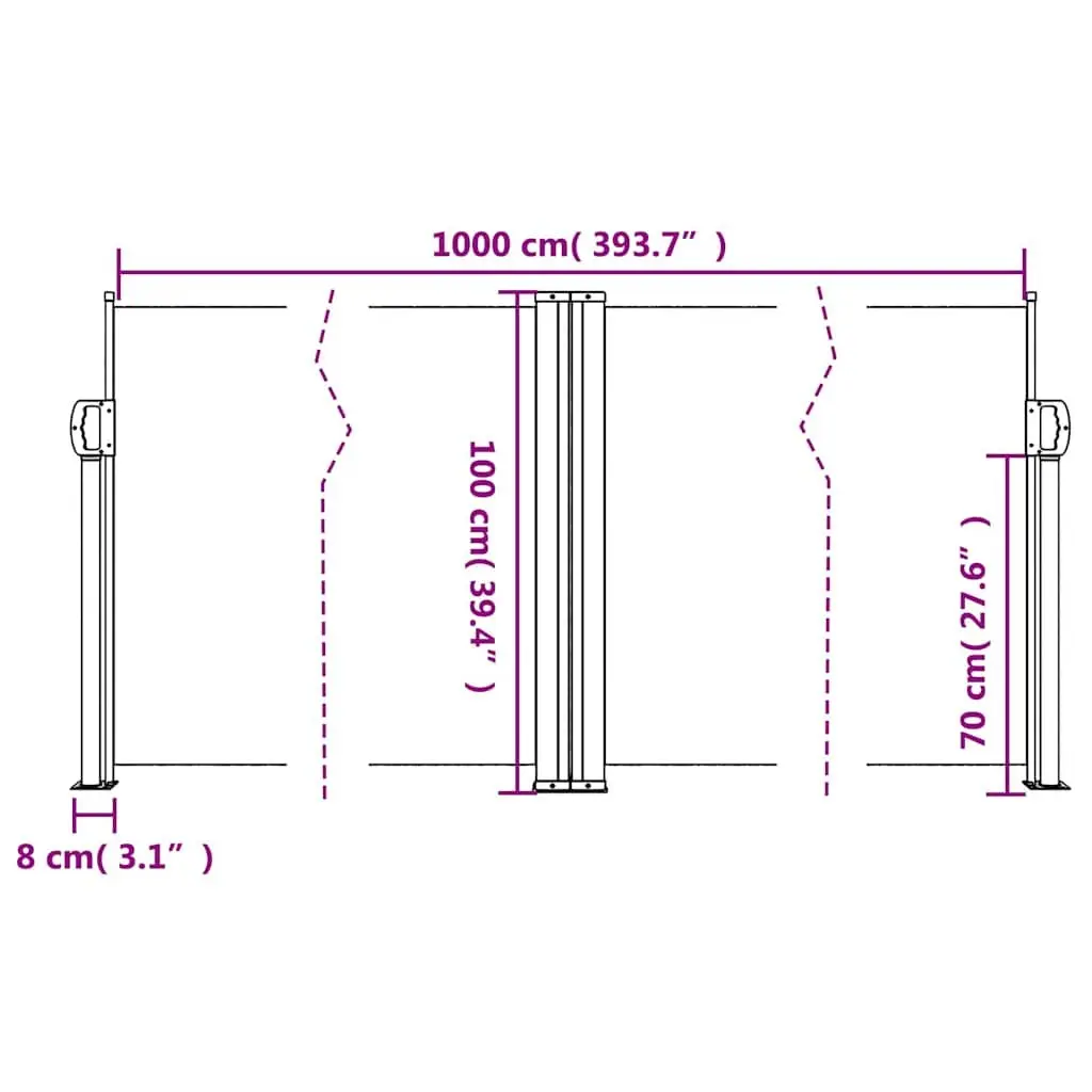 Retractable Side Awning Garden Privacy Screen 100x1000cm Anthracite
