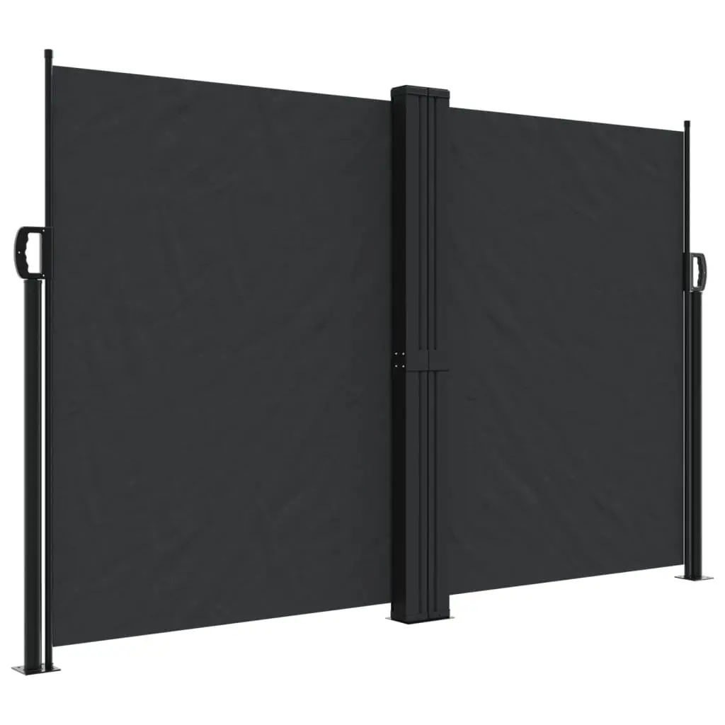 Retractable Side Awning Privacy Screen 160x1000cm Black Garden Patio Balcony