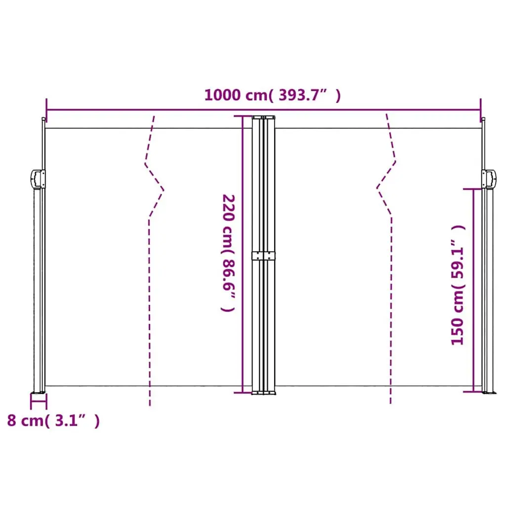 Retractable Side Awning Privacy Screen 220x1000cm Anthracite Outdoor Garden Shade