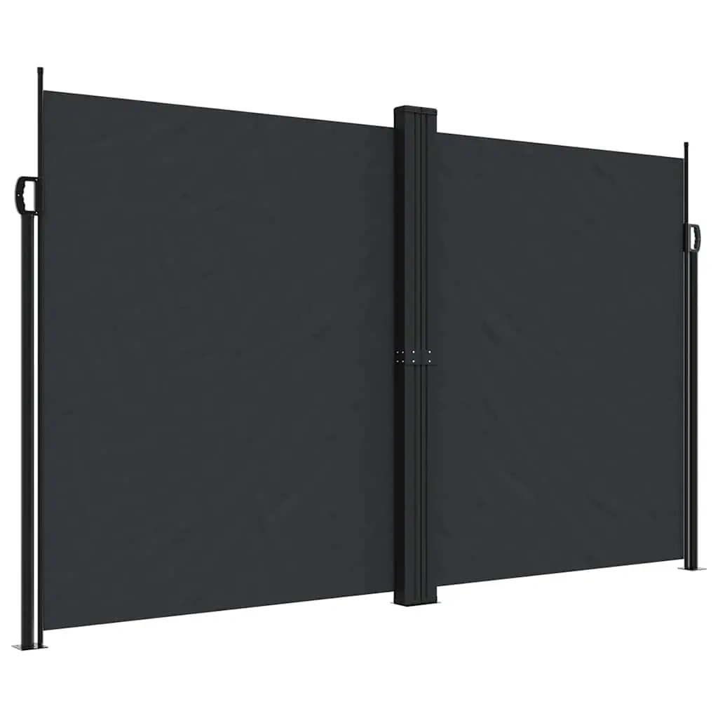 Outdoor Privacy Screen Retractable Awning 200x1200cm Black Garden Patio Balcony