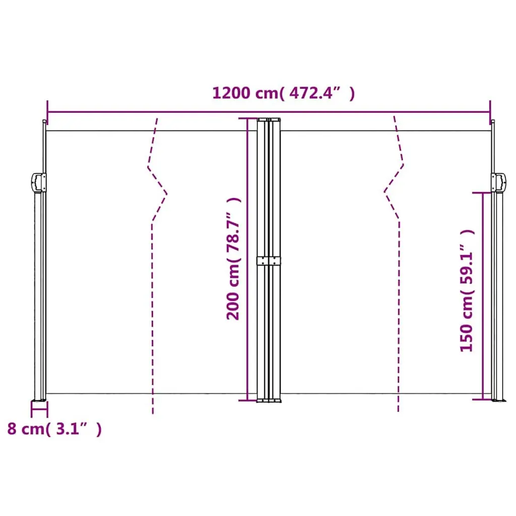 Retractable Awning Outdoor Privacy Screen for Patio Garden 200x1200cm Anthracite
