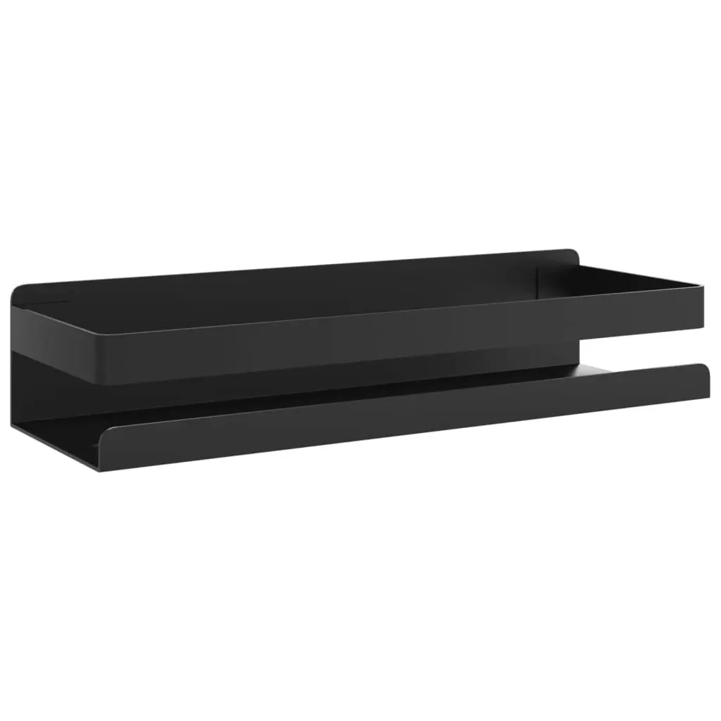 Shower Shelf Storage Organiser Bathroom Wall Mount 30 x 10 x 6 cm Black Stainless Steel Basket
