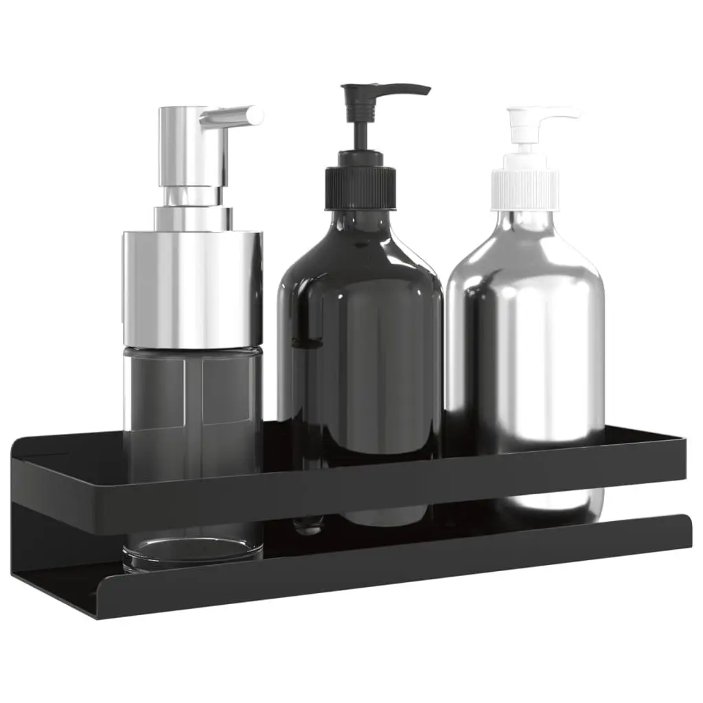 Shower Shelf Storage Organiser Bathroom Wall Mount 30 x 10 x 6 cm Black Stainless Steel Basket