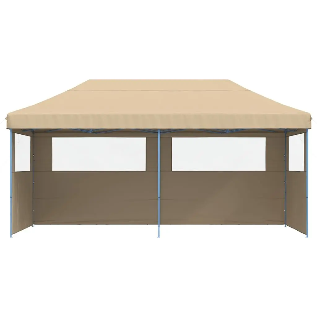 Foldable Party Tent Pop-Up Outdoor Garden Gazebo 3 Sidewalls Beige