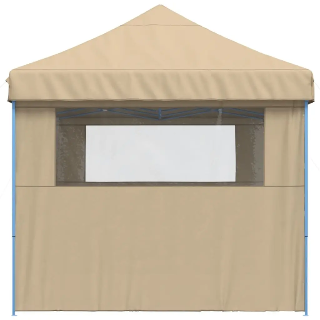 Foldable Party Tent Pop-Up Outdoor Garden Gazebo 3 Sidewalls Beige