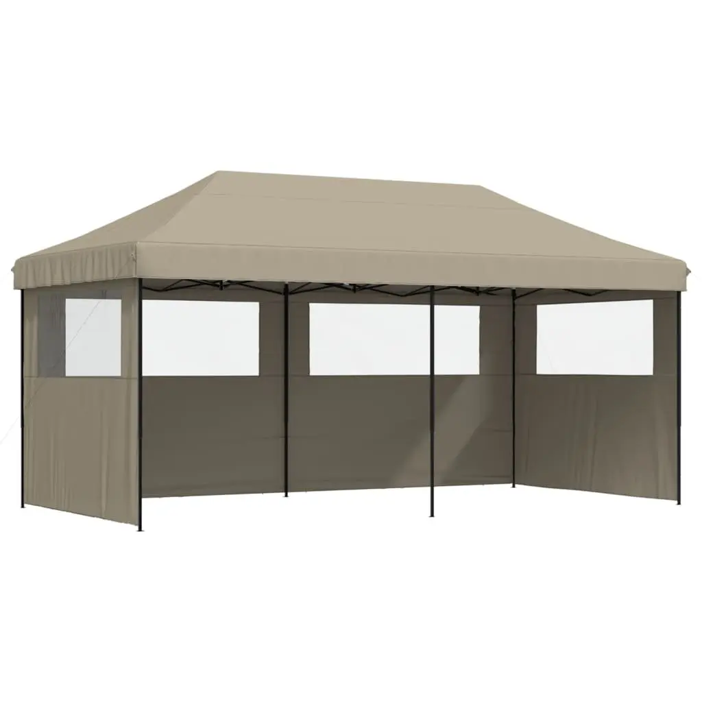 Foldable Pop-Up Party Tent Outdoor Event Canopy 3 Sidewalls Taupe