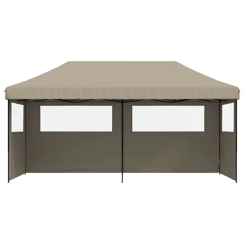 Foldable Pop-Up Party Tent Outdoor Event Canopy 3 Sidewalls Taupe