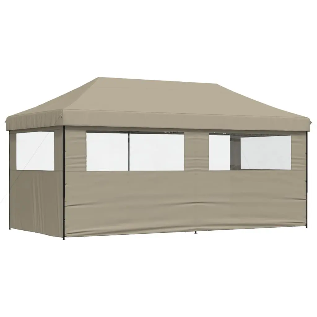 Foldable Pop-Up Party Tent Outdoor Event Canopy 3 Sidewalls Taupe