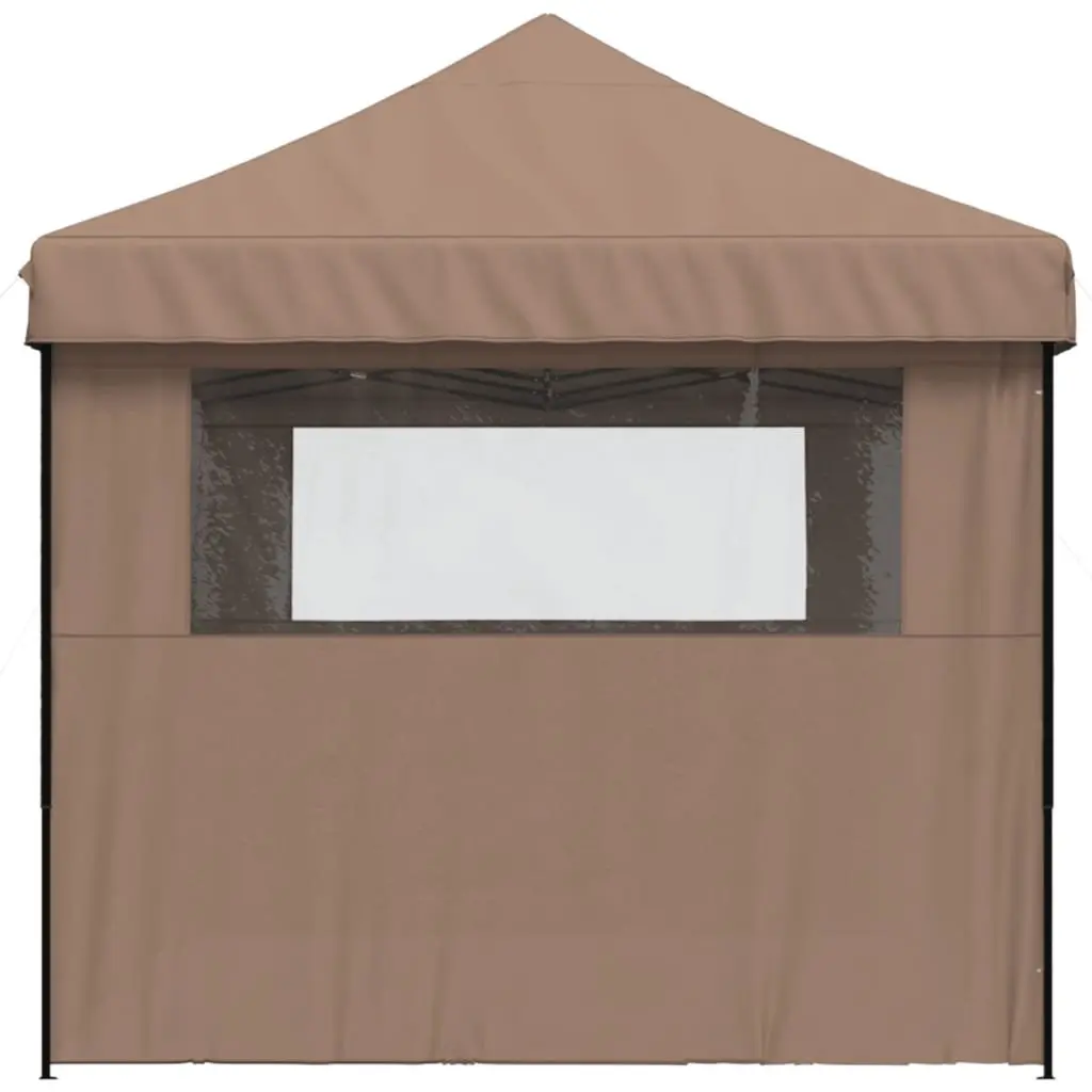 Foldable Pop-Up Party Tent Outdoor Gazebo Canopy 3 Sidewalls Brown