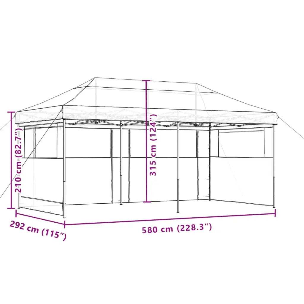 Foldable Pop-Up Party Tent Outdoor Gazebo 3 Sidewalls Orange