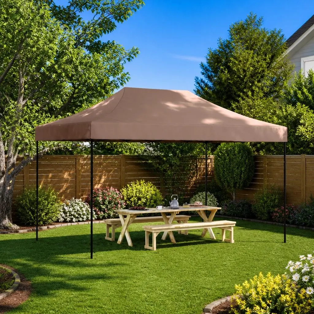Foldable Pop-Up Party Tent Outdoor Event 440x292x315cm Brown