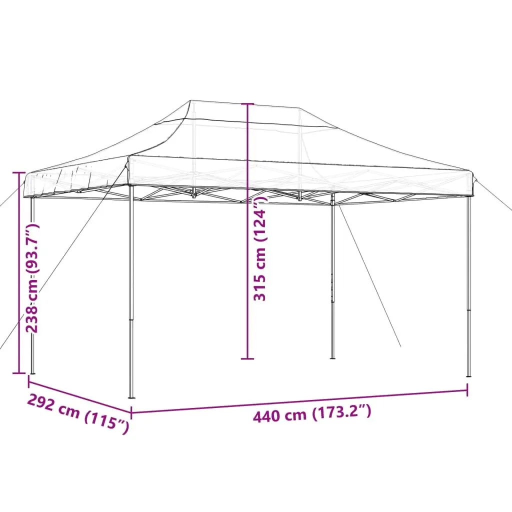 Foldable Pop-Up Party Tent Outdoor Event 440x292x315cm Brown